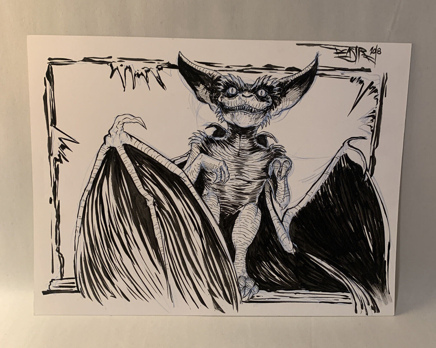 Dave Castr " Bat Gremlin " 9x 12" Original Electric Bear Comic Art W ARG COA 60