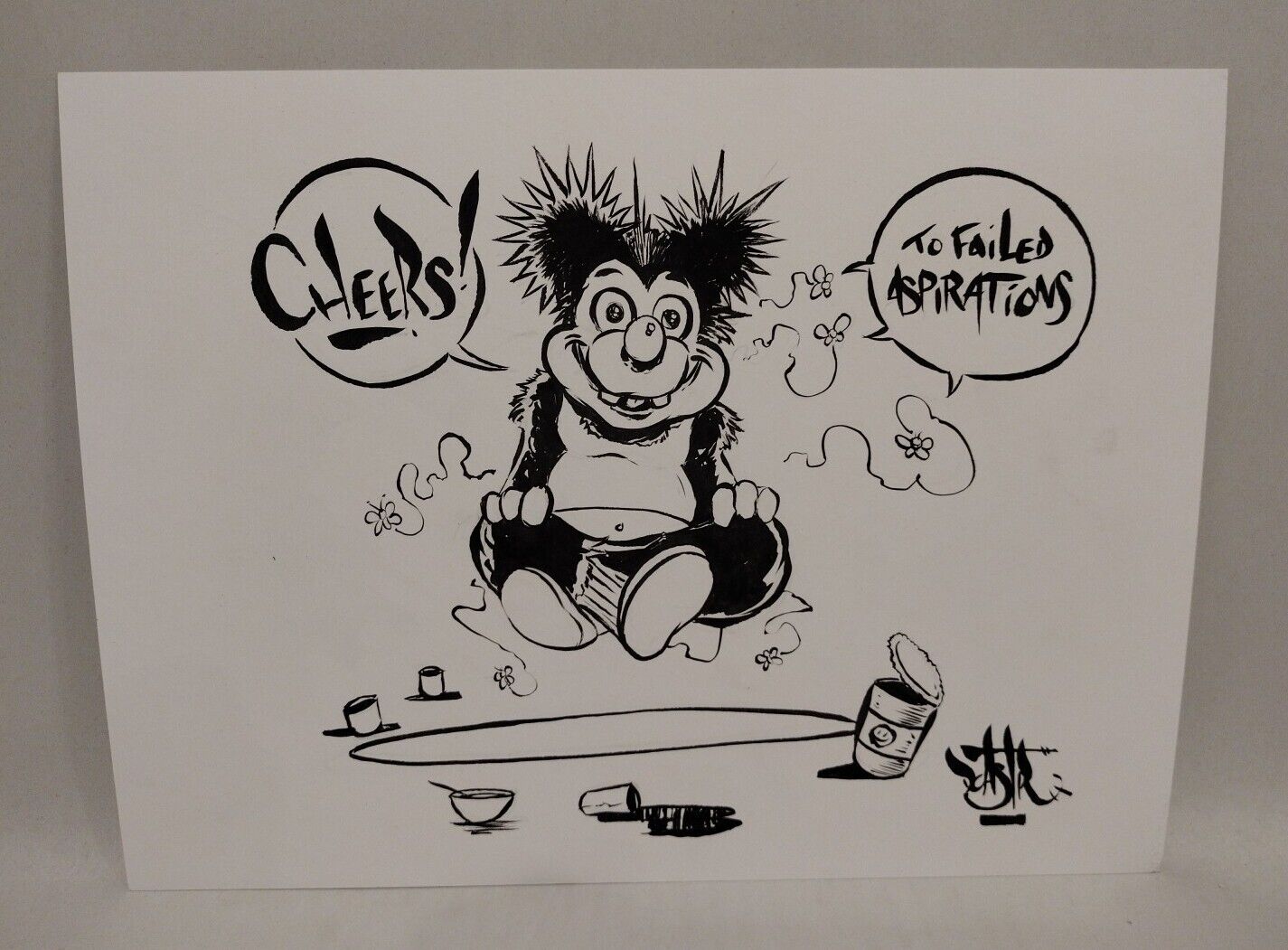 Dave Castr "Cheers" 9x 12" Original Electric Bear Comic Art W ARG COA