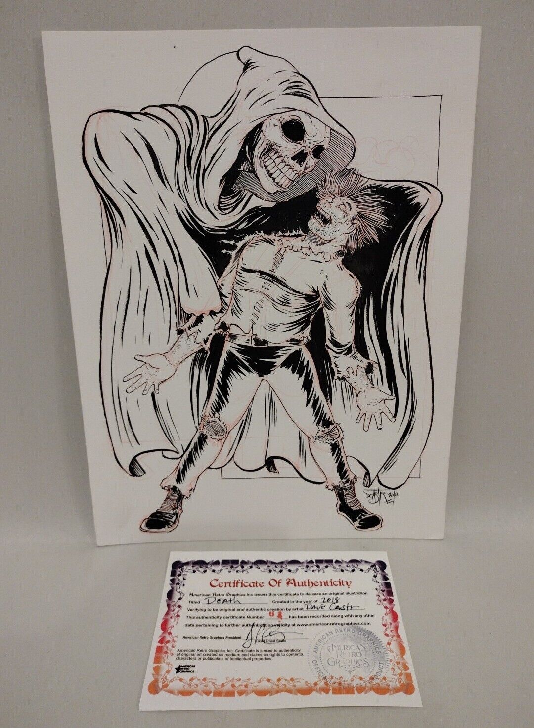 Dave Castr "Death" 9x 12" Original Grimm Reaper Illustration Art Sealed W COA