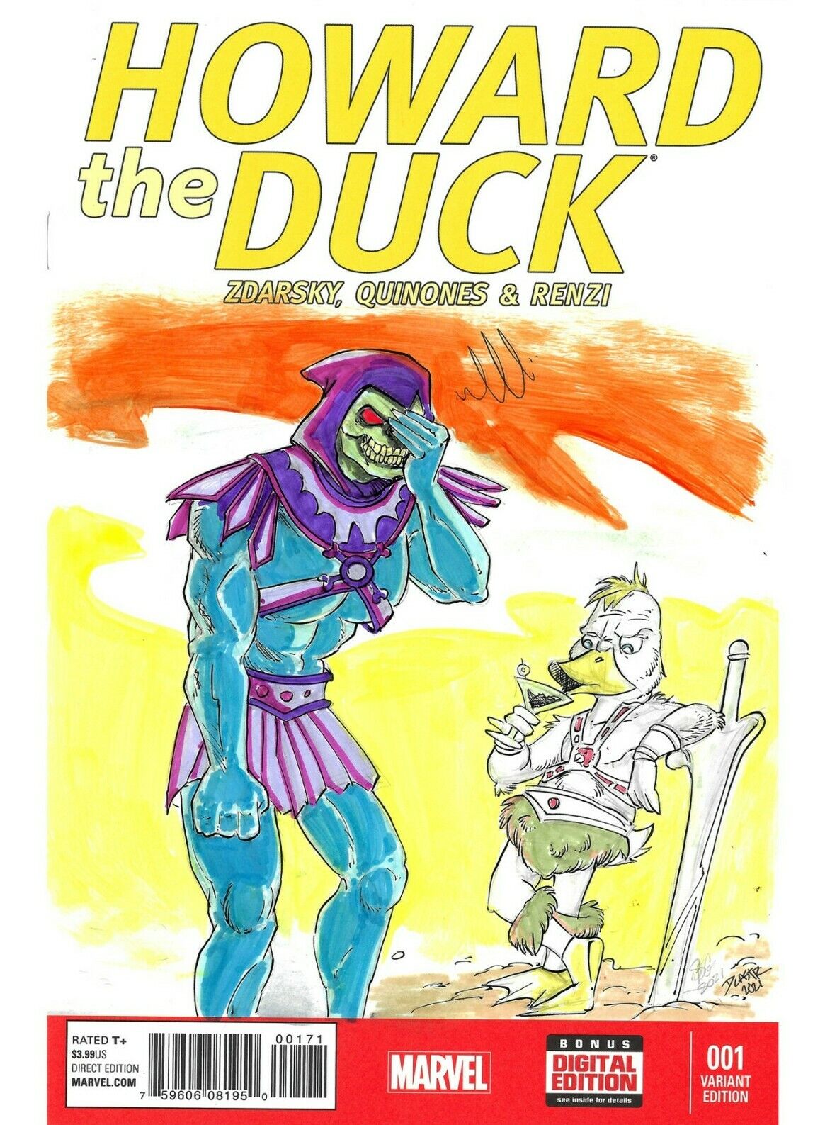 Howard the Duck #1 (2015) Blank Cover Variant Comic W Original DCastr Art ARG