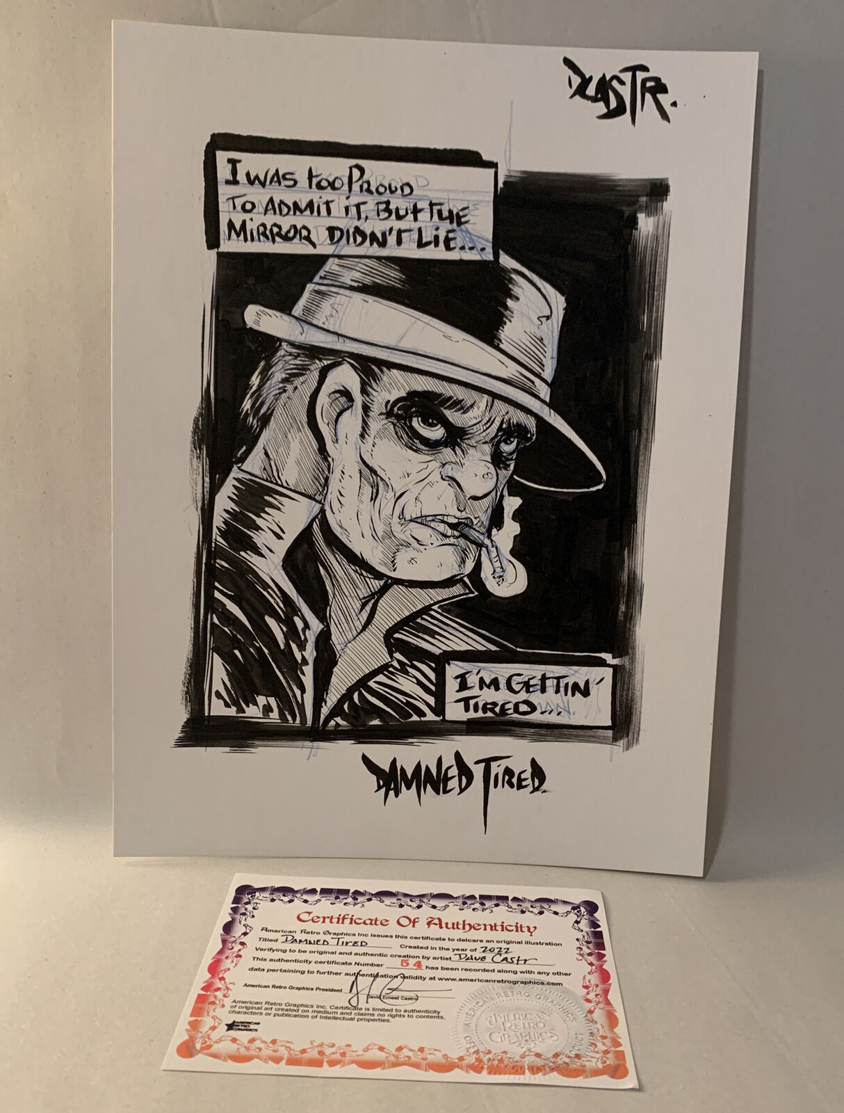 Dave Castr "Damned Tired" 9x 12" Original Electric Bear Comic Art W ARG COA 54