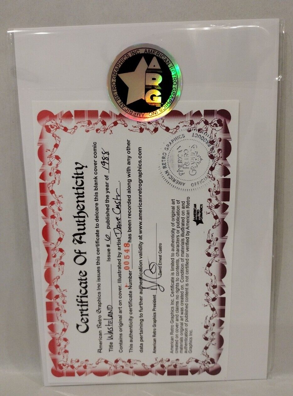 Wasteland #6 (1988) DC Comic w Original Dave Castr Zombie Art ARG COA