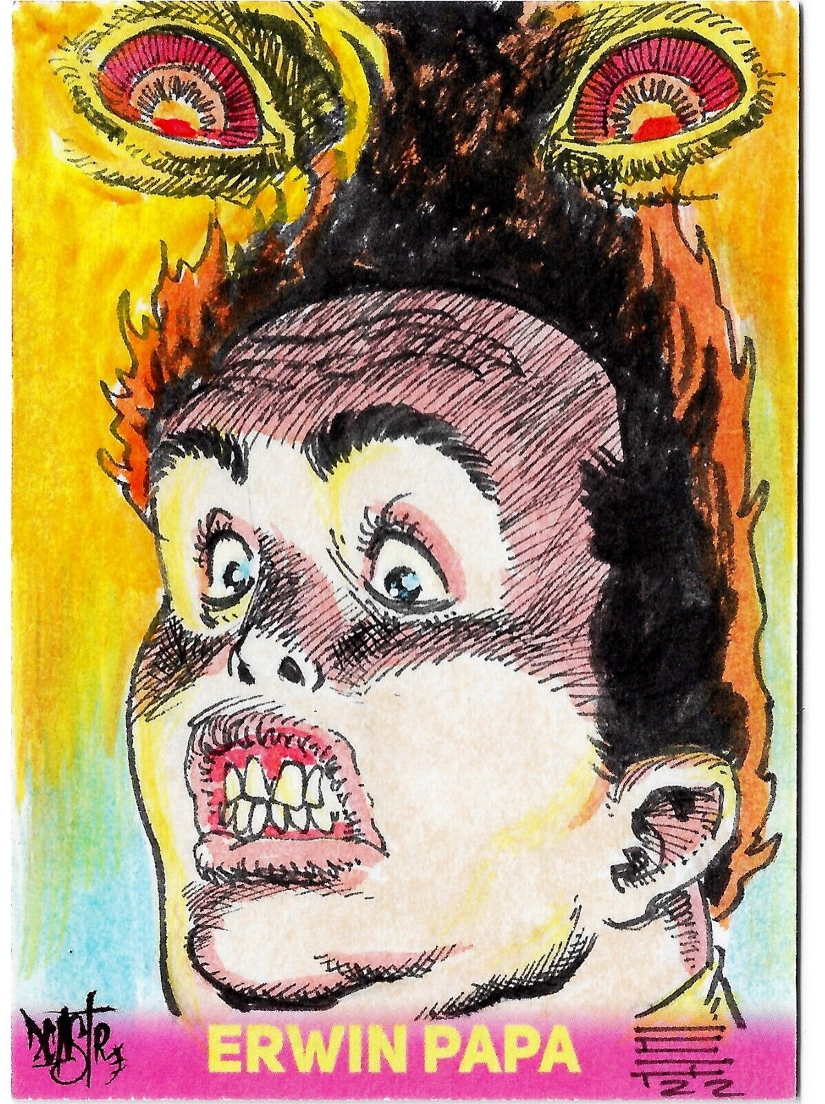 Erwin Papa Series I (2022) Original Evilspeak Sketch Card Dave Castr Colors