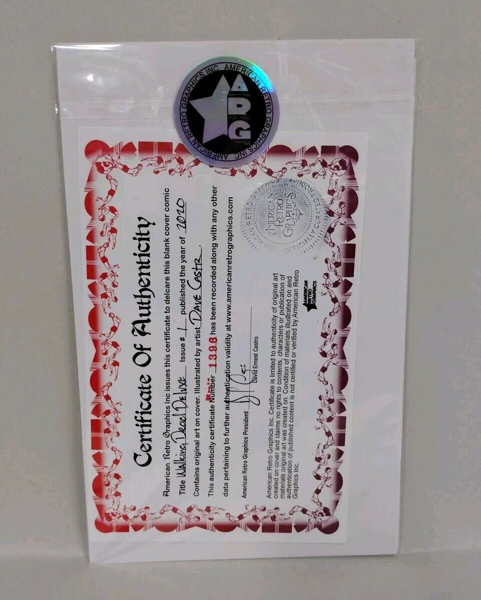 WALKING DEAD DELUXE #1 Sketch Variant Cover Comic W Original Art Dave Castr