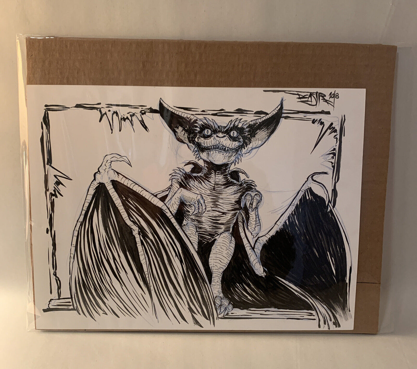 Dave Castr " Bat Gremlin " 9x 12" Original Electric Bear Comic Art W ARG COA 60