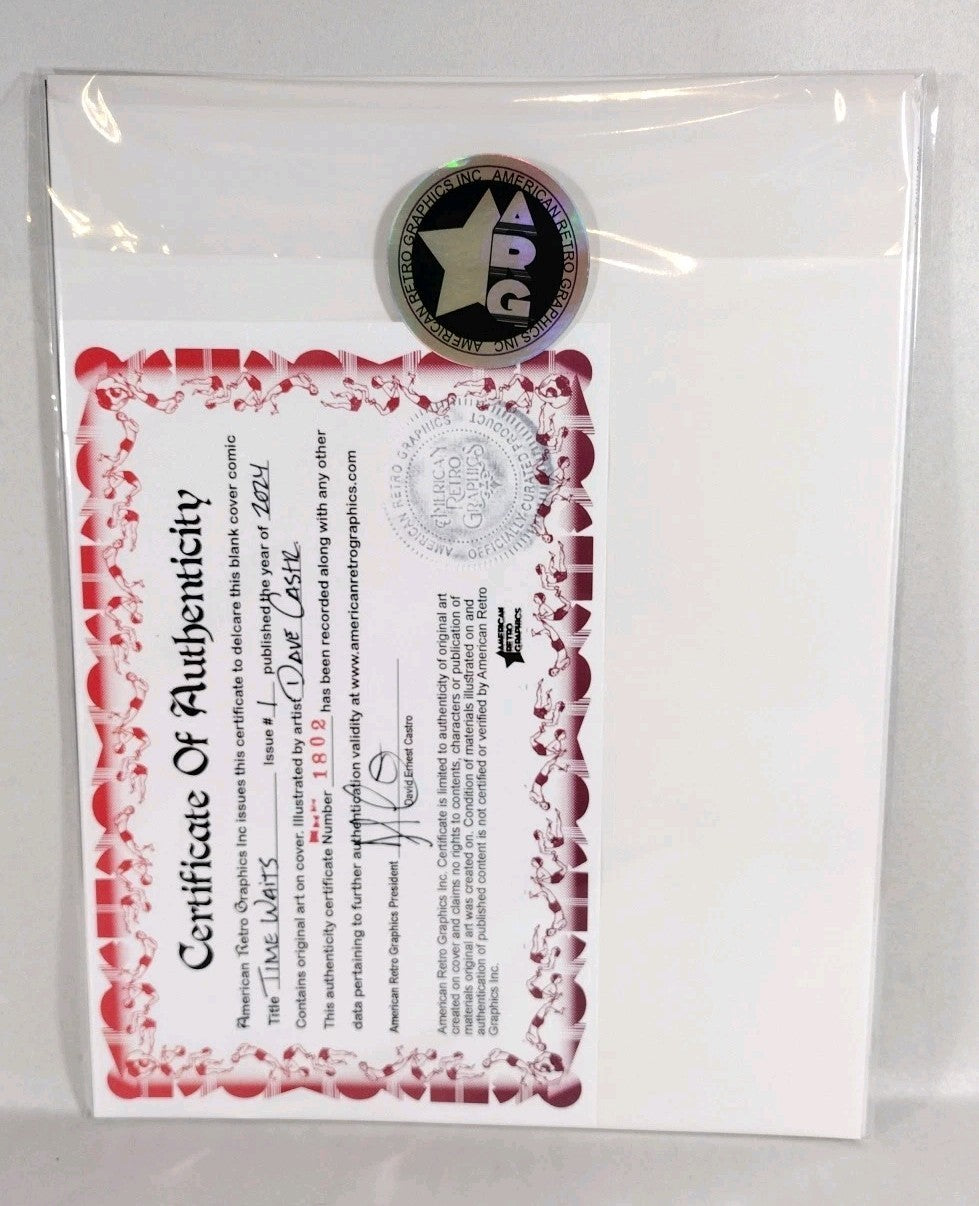 Time Waits #1 (2024) DSTLRY Sketch Cover Comic W Orignal Dave Castr Art ARG COA