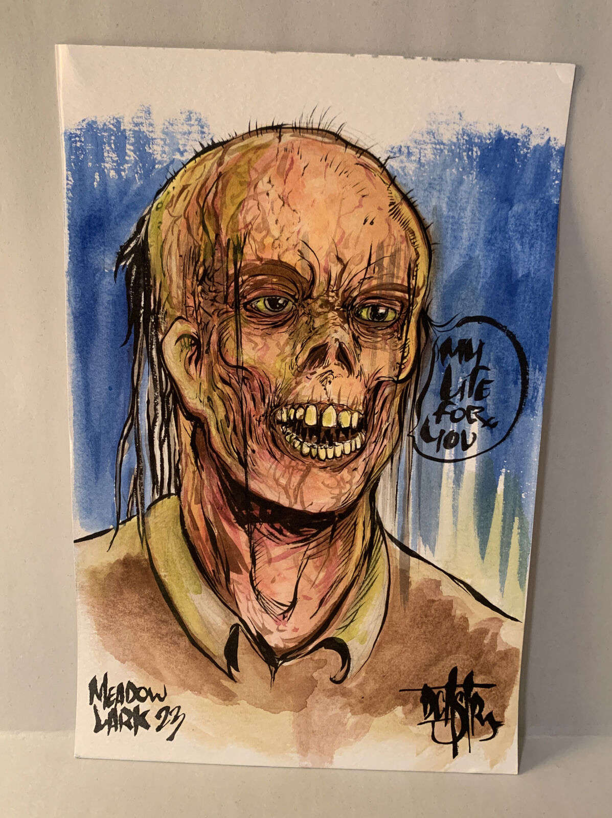 Original Dave Castr Trash Can Man 9x12” Art Sealed W ARG COA