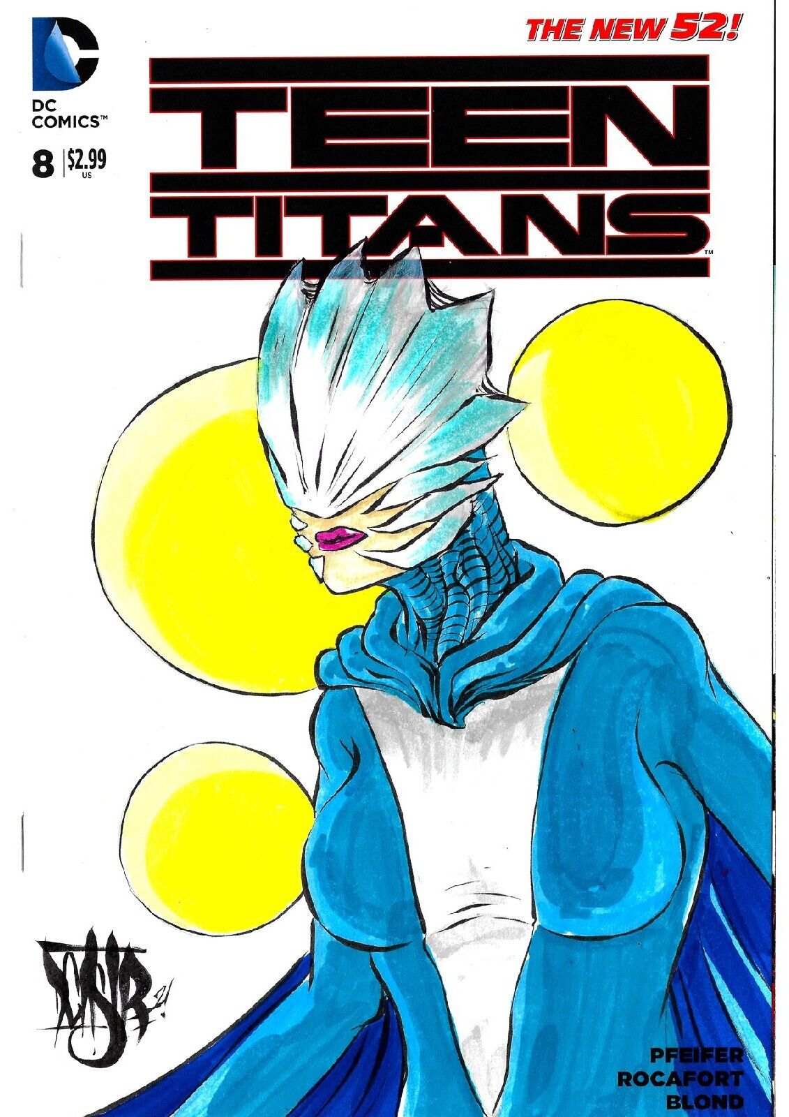 Teen Titans #8 (2015) DC Sketch Variant Comic W Original Dave Castr Raven Art
