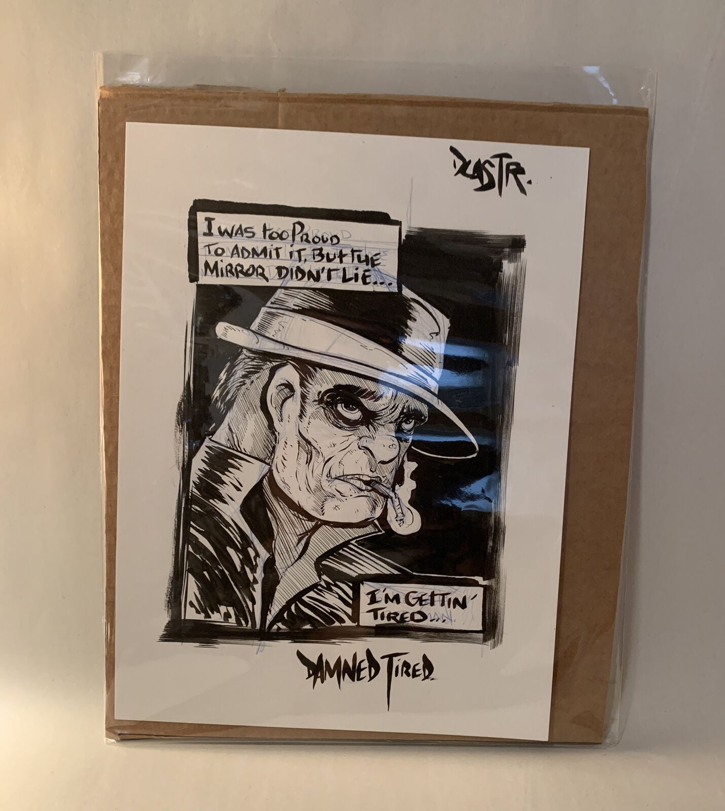 Dave Castr "Damned Tired" 9x 12" Original Electric Bear Comic Art W ARG COA 54