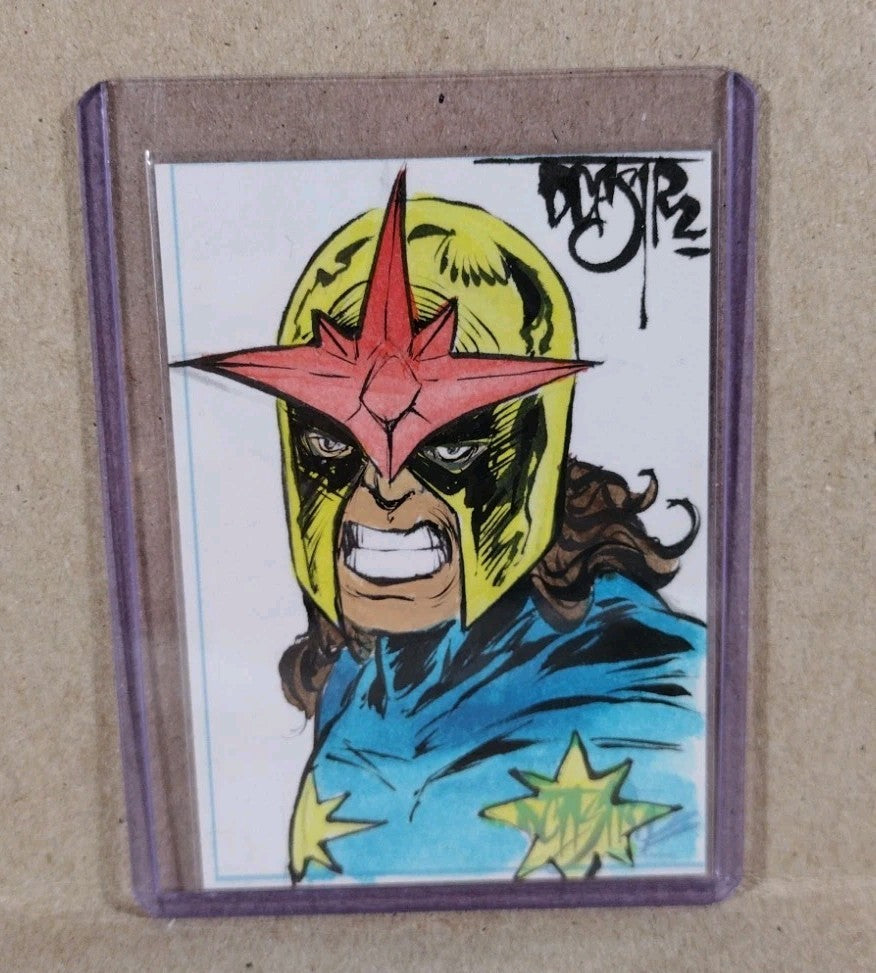 Dave Castr Crusin (2025) OAC Sketch Card W Original Marvel Nova Art