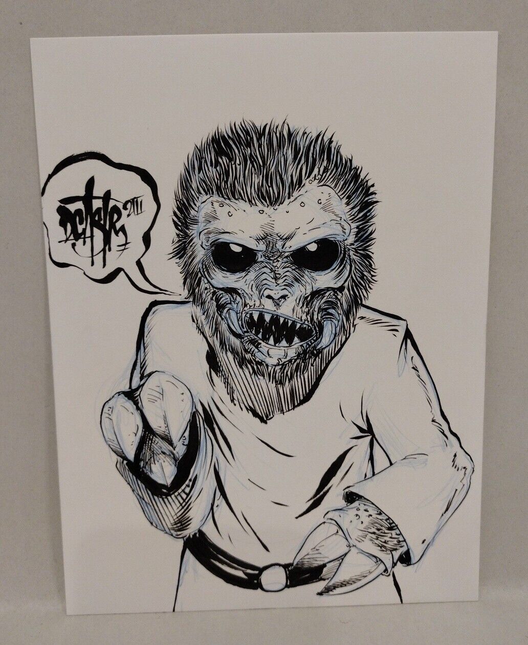 Original Comic Horror Art "Zone Troopers Queen" Dave Castr W ARG COA #07