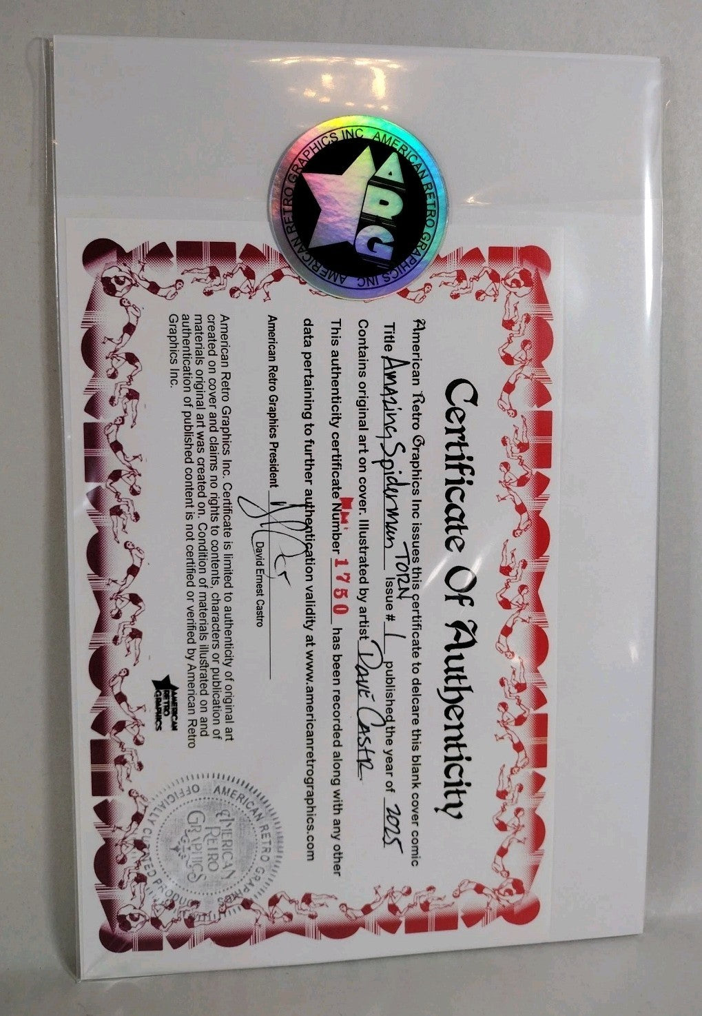 Amazing Spider-Man Torn #1 Marvel Sketch Variant Cover W Original Dave Castr Art