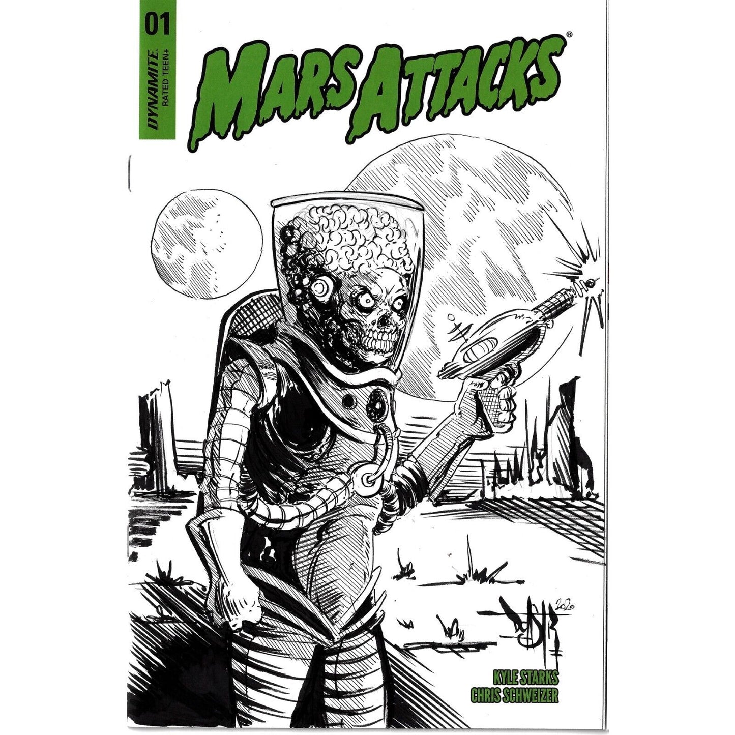 Mars attacks#1 (2018)Blank Cover Comic w Original Art Dcastr