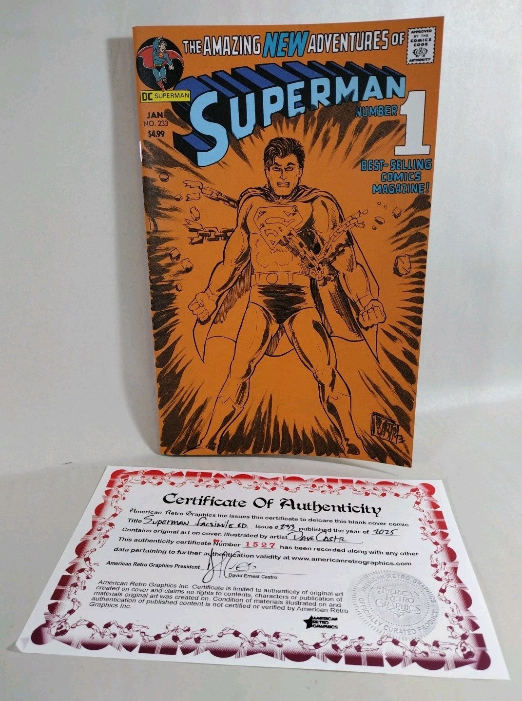 Superman #233 (2025) DC Comic Facsimile Sketch Cover W Original Dave Castr Art