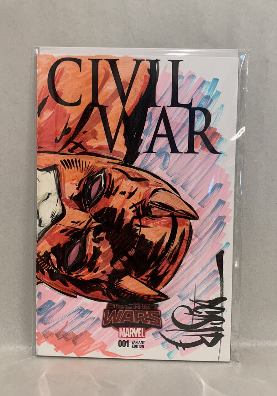 CIVIL WAR #1 (2015) Sketch Variant Cover Comic W Original Daredevil DCastr Art