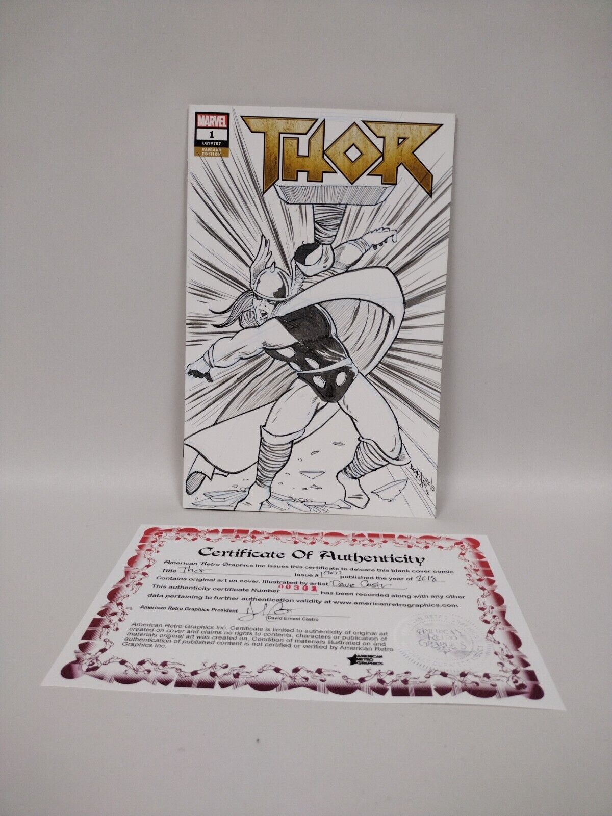 THOR #1 LGY #70 Blank Cover Comic w Original Art DCastr