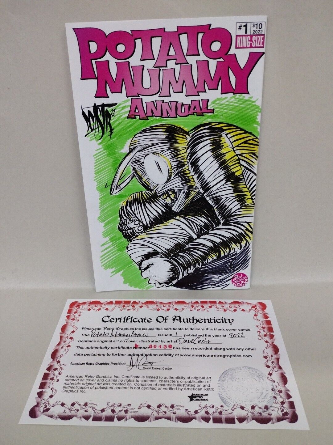 Potato Mummy 2022 Annual 1 Blank Cover Variant Comic W Original DCastr Art COA