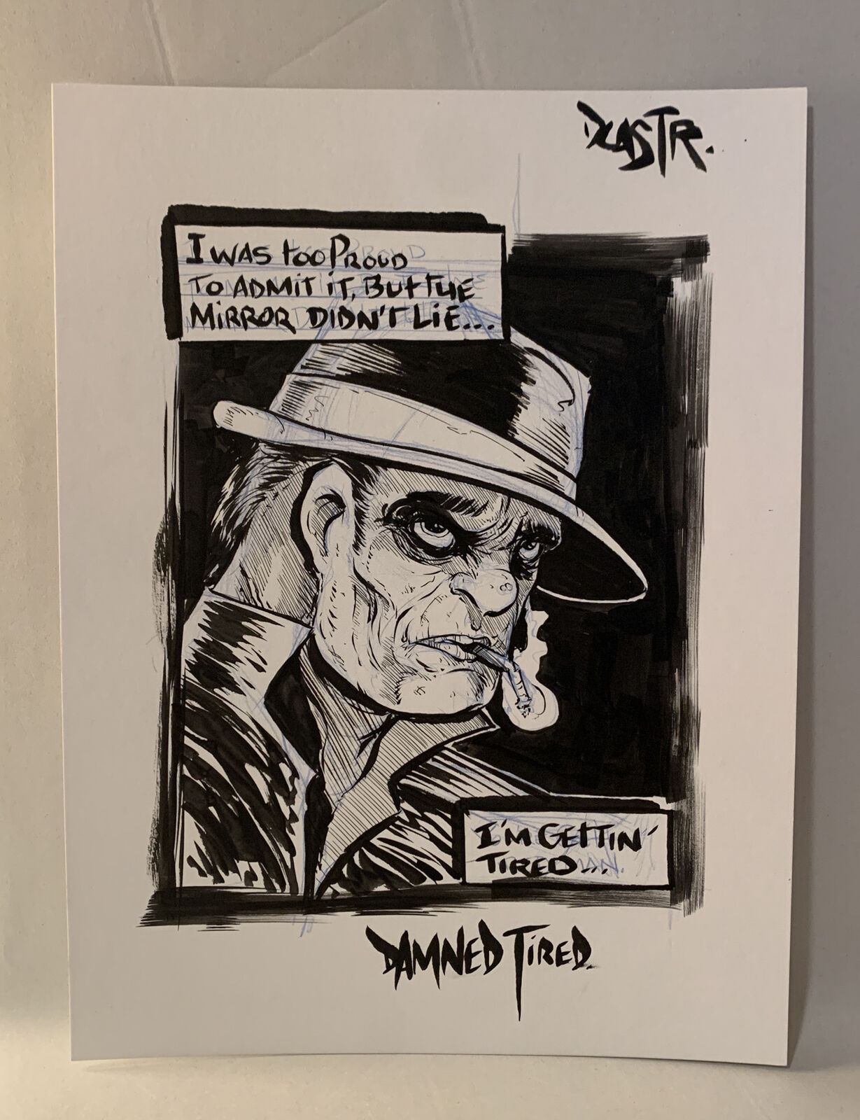 Dave Castr "Damned Tired" 9x 12" Original Electric Bear Comic Art W ARG COA 54