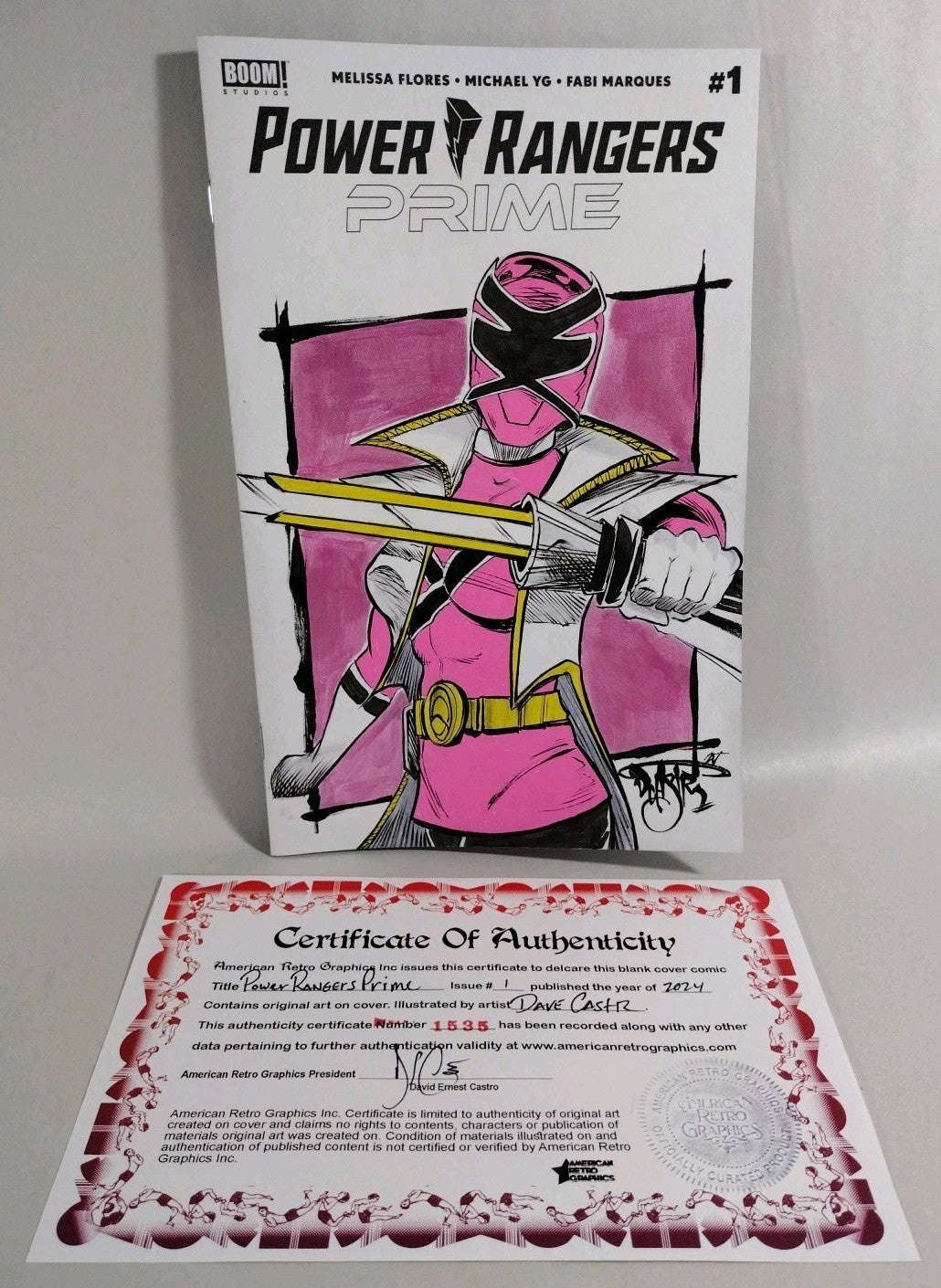 Power Rangers Prime 1 (2024) Boom Sketch Cover Comic W Original Dave Castr Art