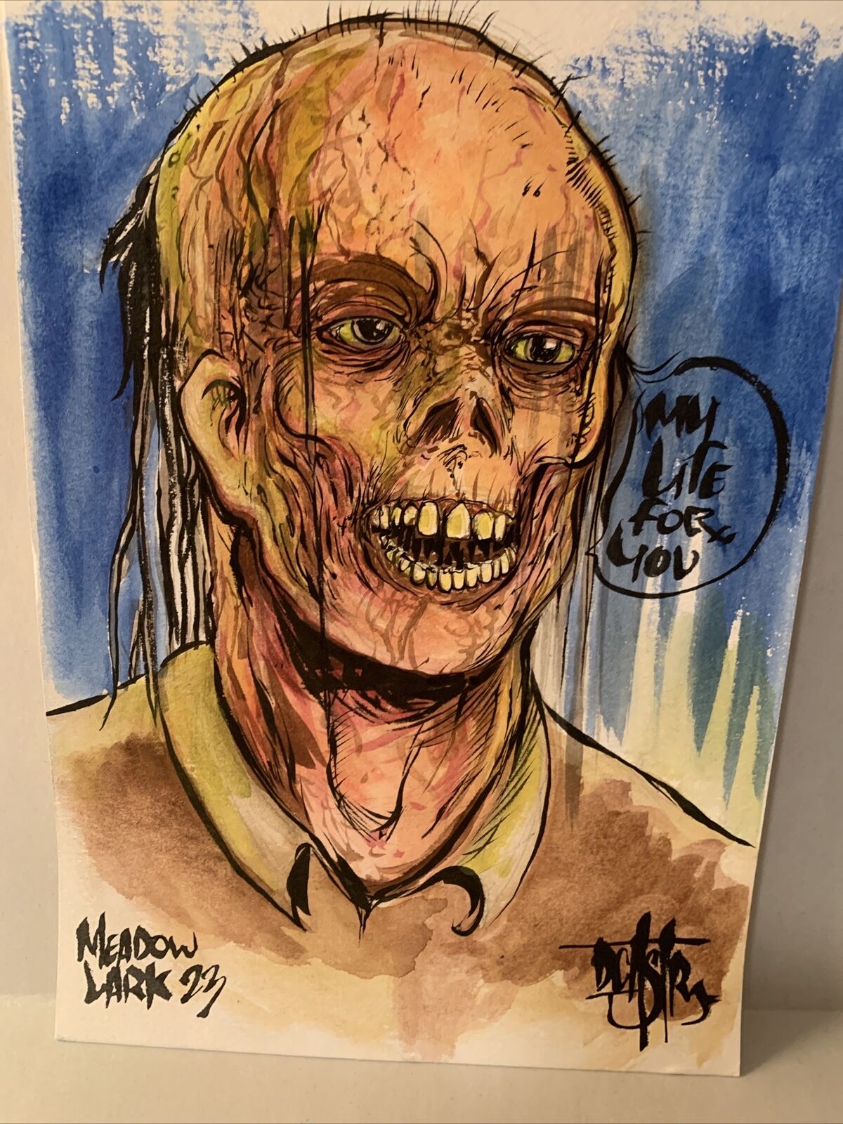 Original Dave Castr Trash Can Man 9x12” Art Sealed W ARG COA
