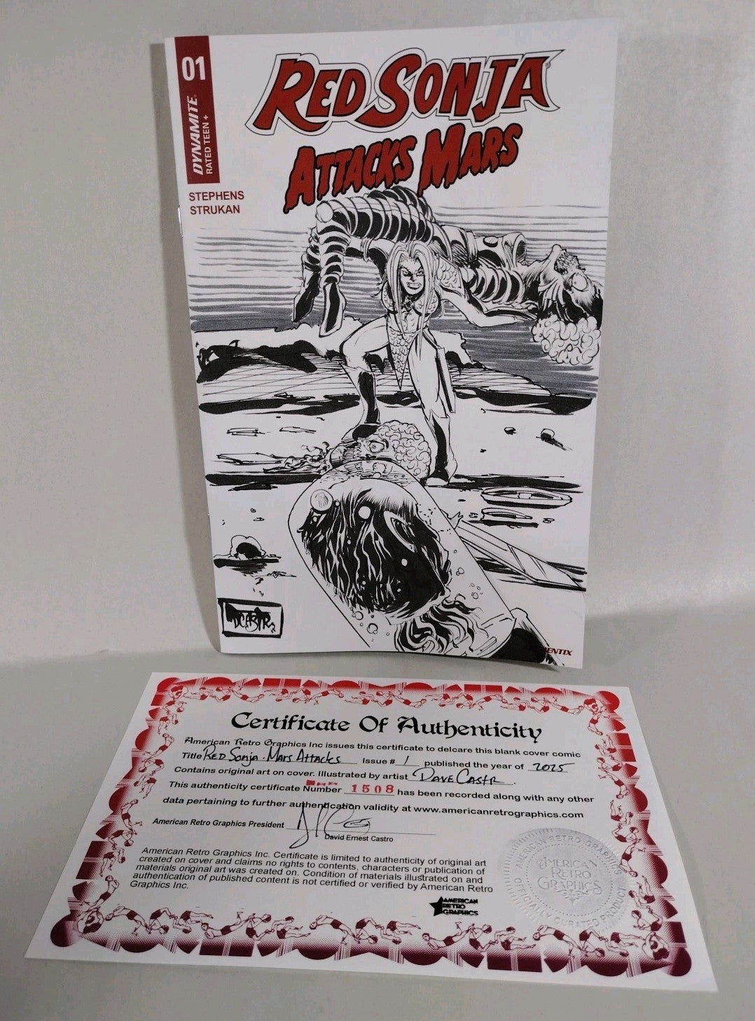 Red Sonja Mars Attacks #1 (2025) Dynamite Sketch Var Comic W Original DCastr Art