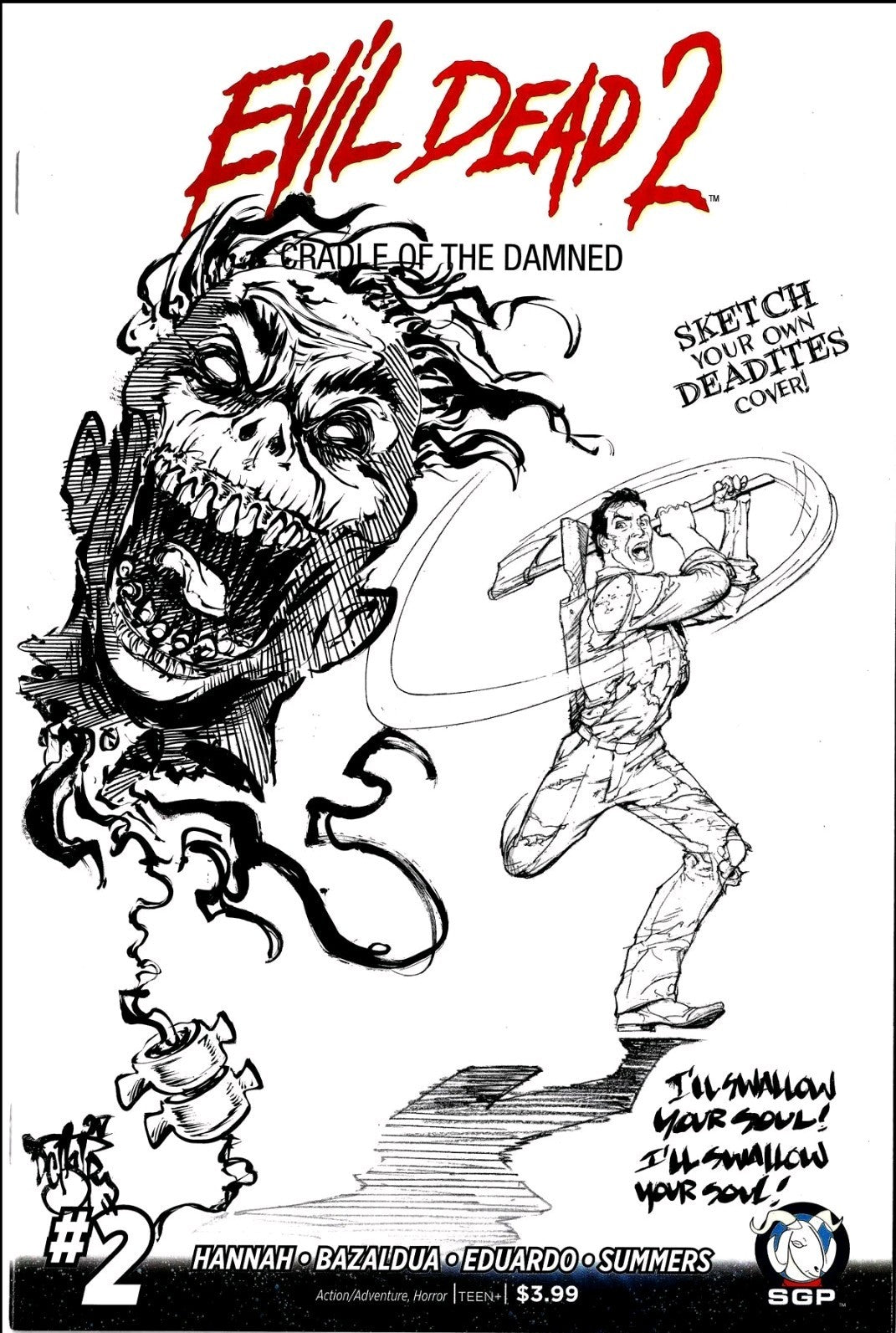 Evil Dead 2 #2 Space Goat 2016 Comic Sketch Cover W Original Deadite DCastr Art