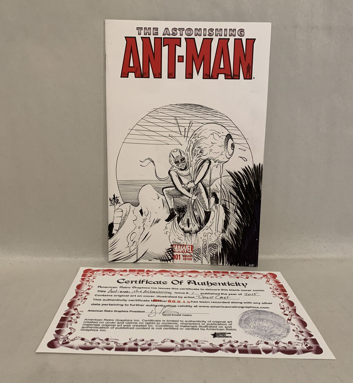 ANT-MAN, THE ASTONISHING #1 Blank Variant Cover Comic W Original Art Dave Castr