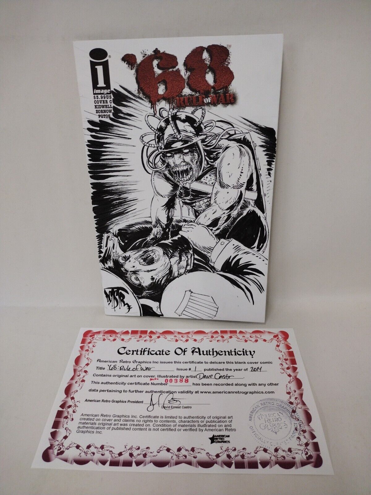 68 Rule Of War #1 Blank Variant Image Comic w Original Dave Castr Zombie Art COA