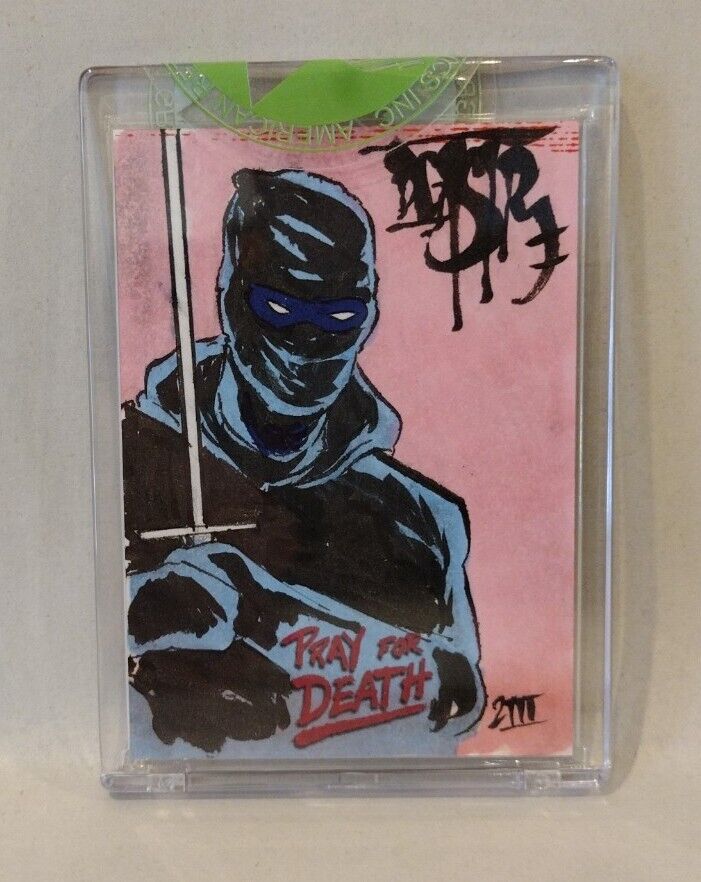 Pray For Death (2022) ARG Sketch Card w Original Blue Ninja DCastr Fan Art