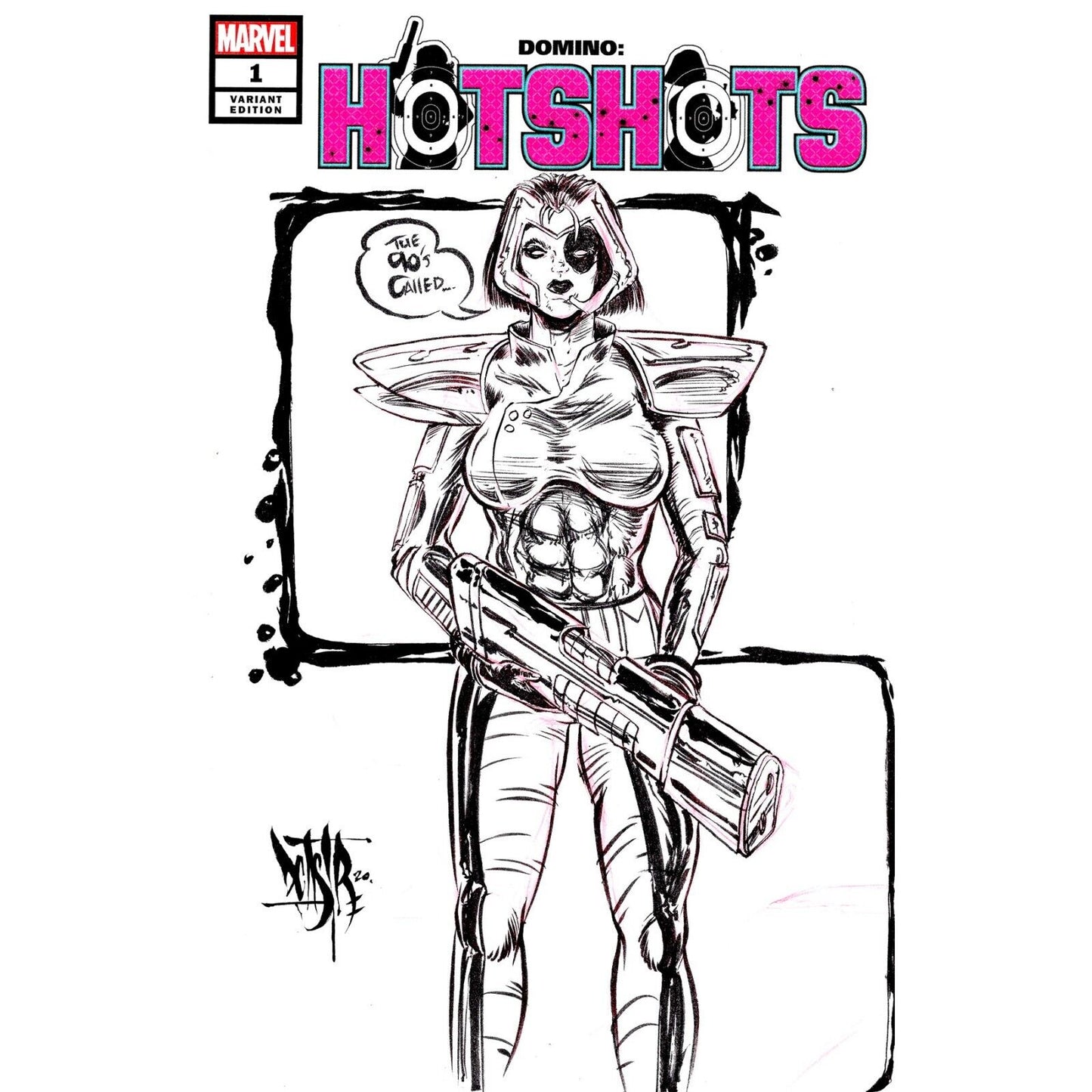 Domino: Hotshots #1 (2019) Blank Cover Variant Comic w Original Art DCastr 