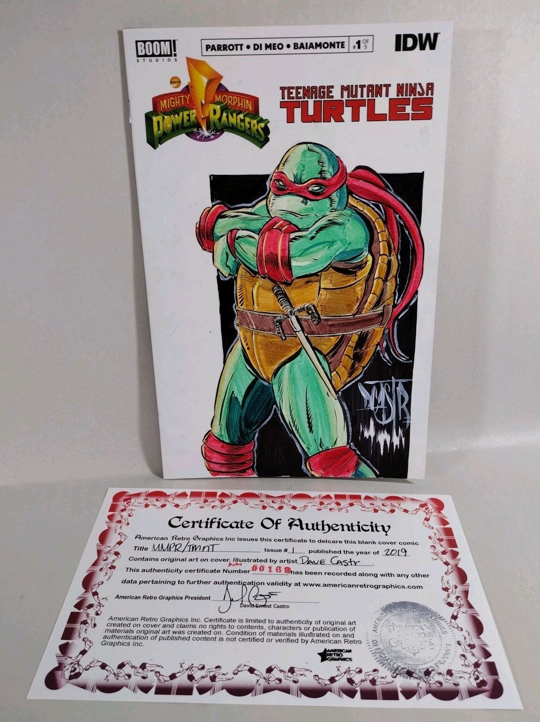 MMPR TMNT 1 (2019) IDW BOOM Sketch Cover Variant Comic W Original Dave Castr Art