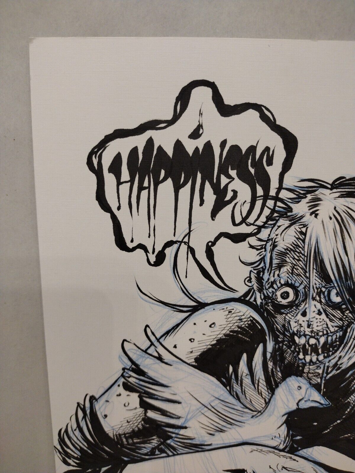 Dave Castr Original 9 X 12 Inked Horror Comic Art "Happiness" Ghoul w Duck