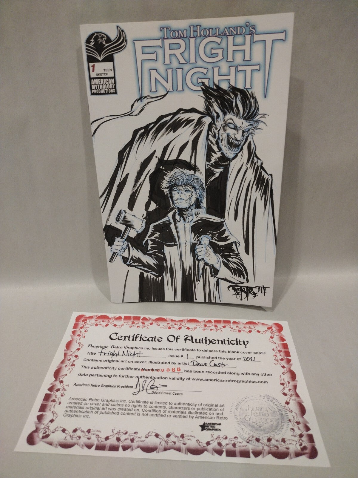 Tom Holland's Fright Night #1 (2021) Sketch Cover Variant W Original DCastr Art