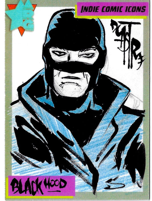 Indie Comic Icons Sketch Card w Original Black Hood Art DCastr (2023) ARG Sealed