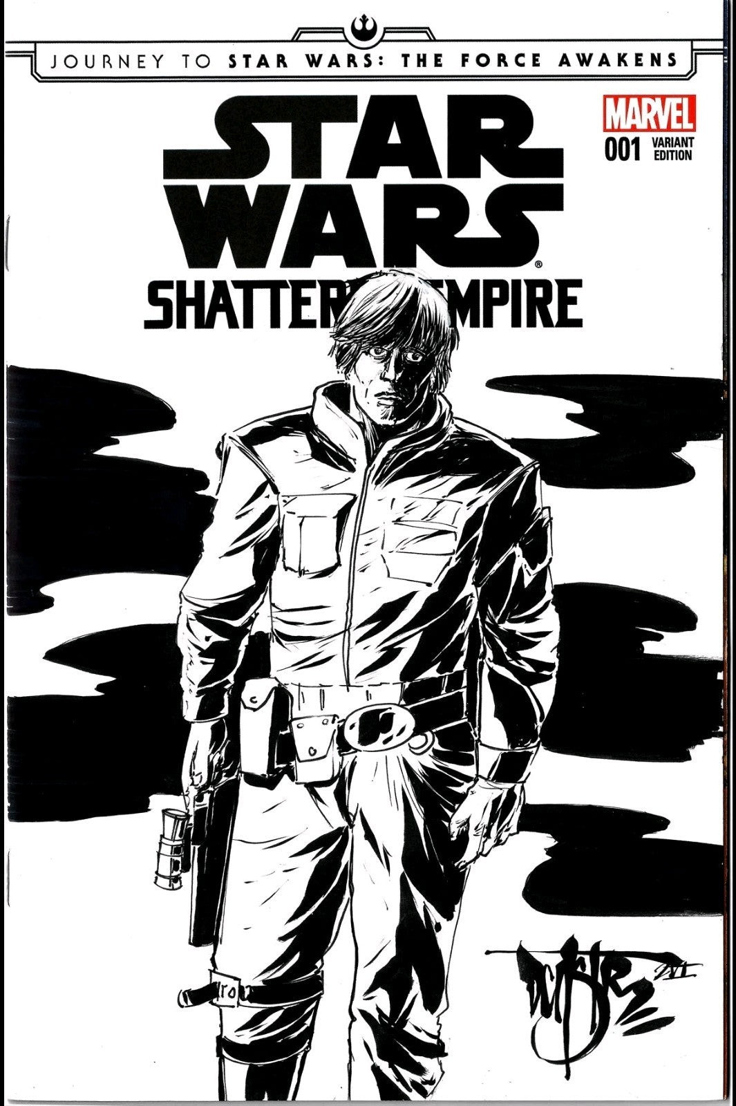 STAR WARS Shattered Empire #1 Marvel 2015 Sketch Var Cover W Original DCastr Art
