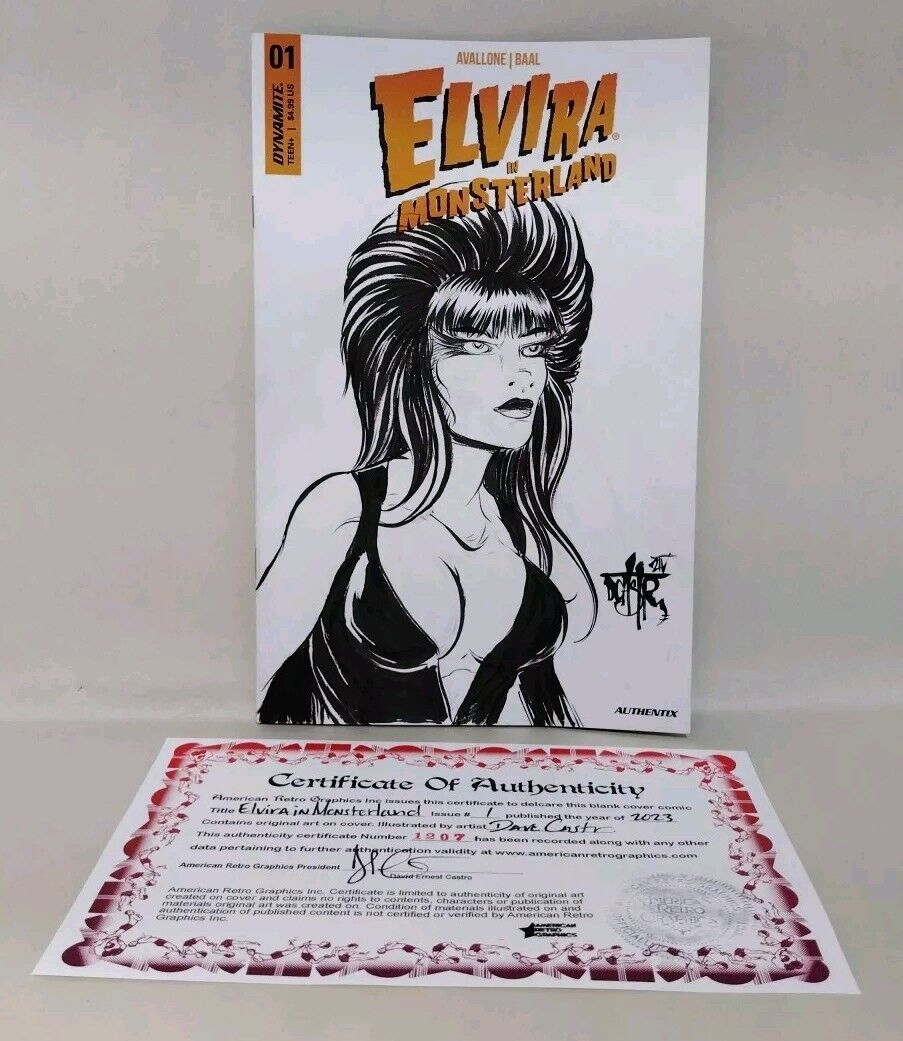 Elvira In Monsterland 1 (2023) Dynamite Comic Sketch Cover w Original DCastr Art