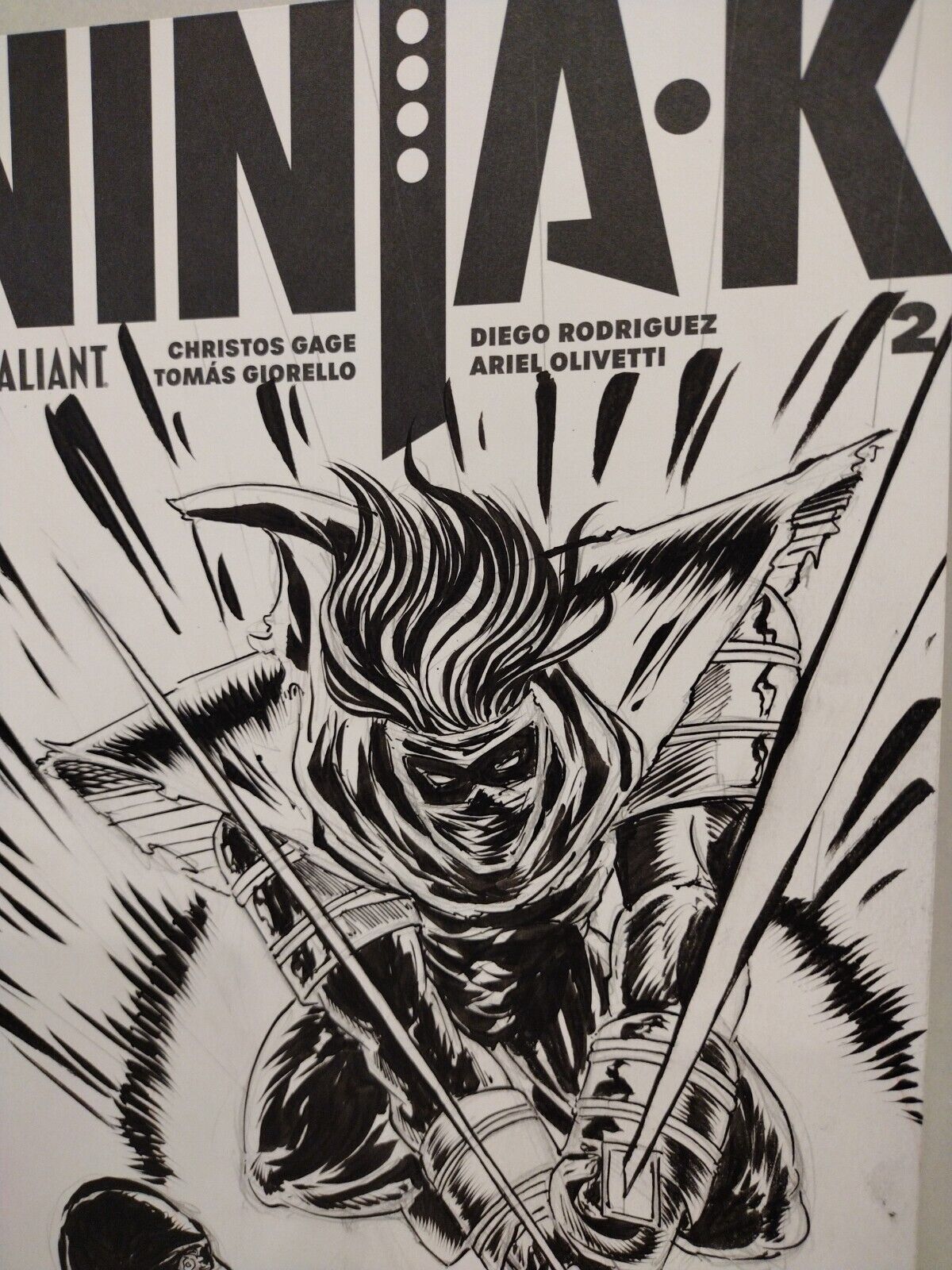 NinjaK #2 (2017) Blank Cover Valiant Comic W Original Dave Castr Art ARG COA