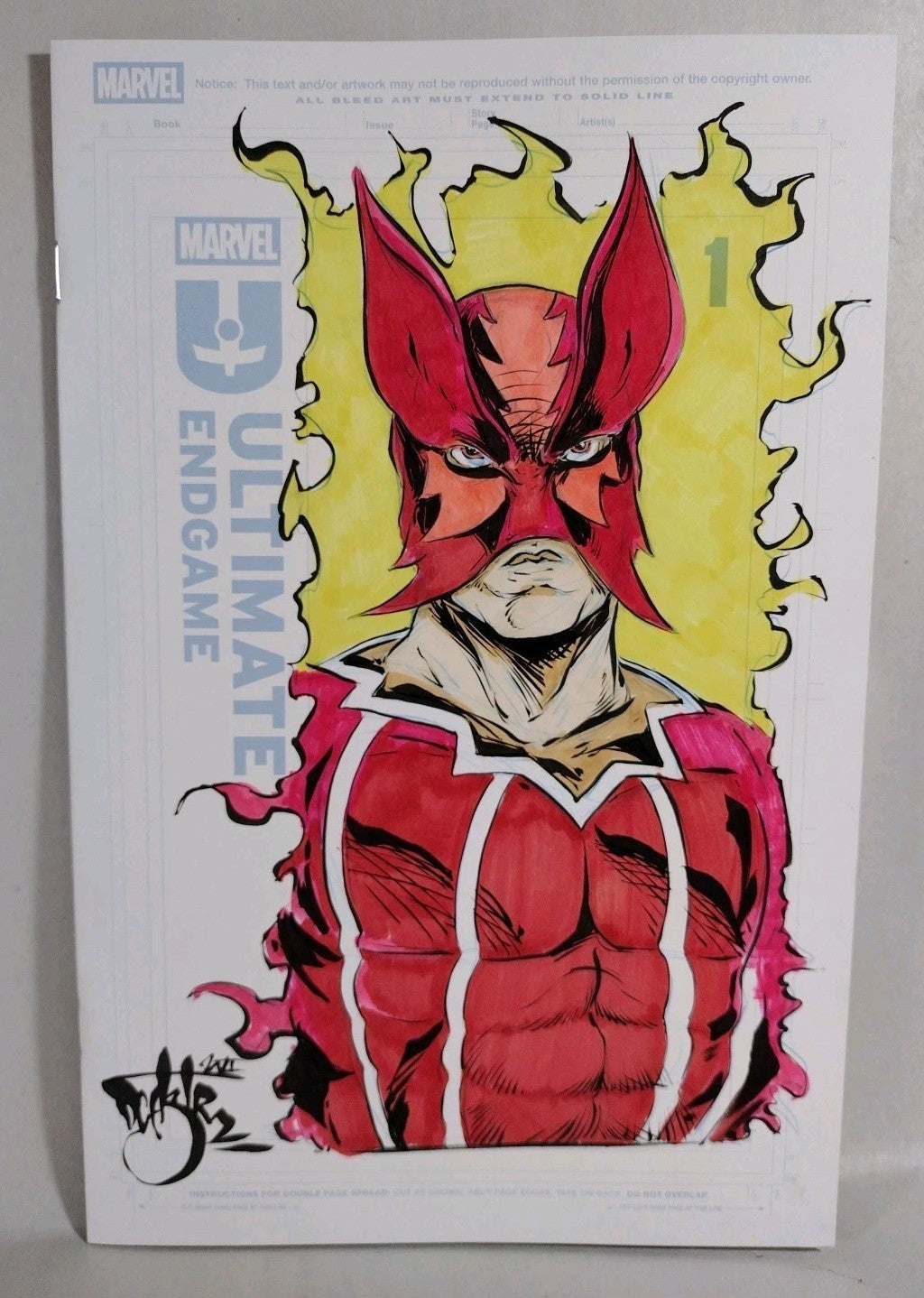 Ultimate Endgame 1 Marvel Comic 2025 Sketch Cover W Original DCastr Sunfire Art