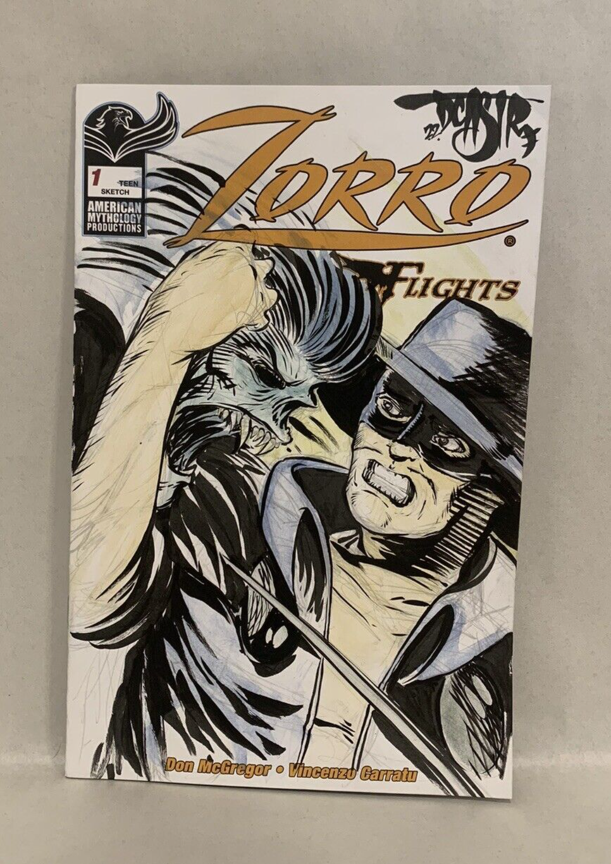 ZORRO FLIGHTS #1 Blank Sketch Variant Cover Comic 2021 W Original Art Dave Castr