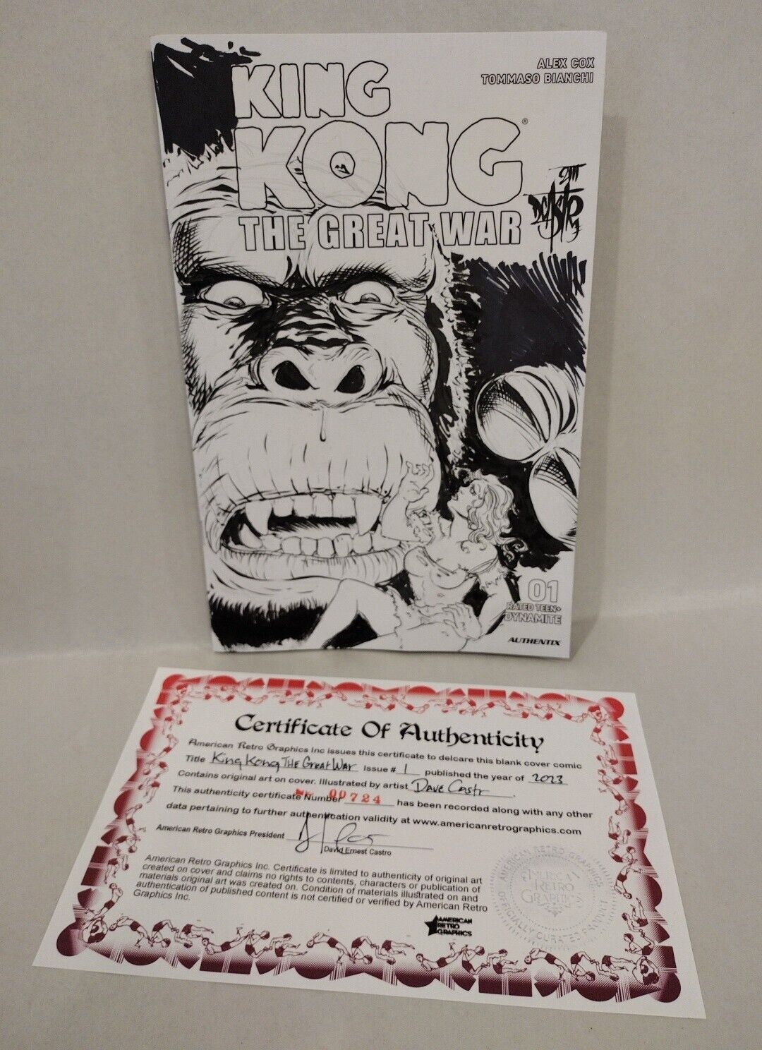 King Kong The Great War #1 (2023) Blank Sketch Cover Comic W Original DCastr Art