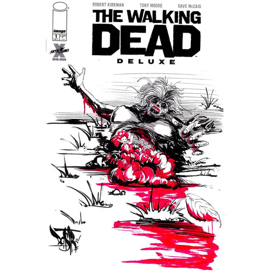 The Walking Dead Deluxe # 1 Blank Cover Sketch Variant W Original Art DCASTR ARG