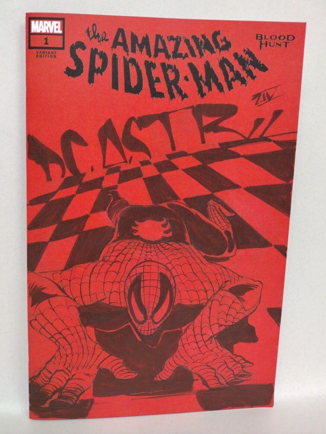 Amazing Spider-Man Blood Hunt #1 Marvel Red Sketch Var W Original DCastr Art