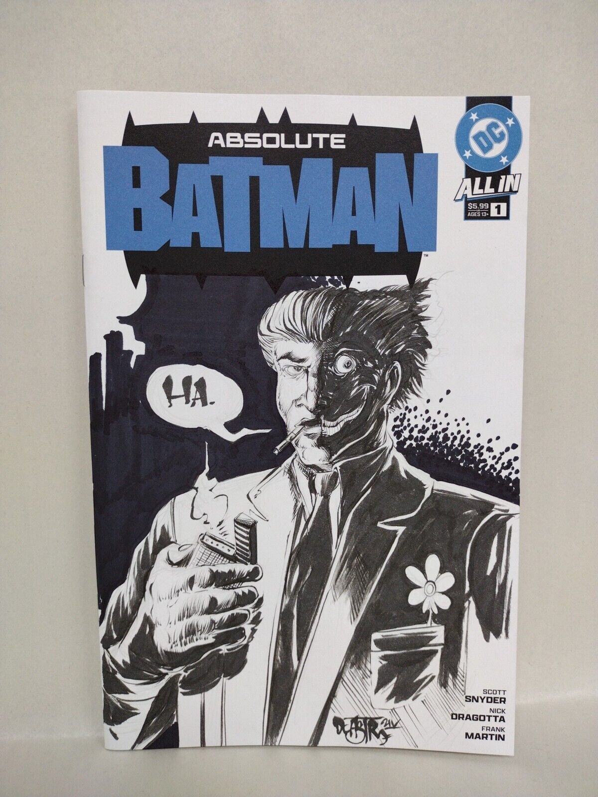 Absolute Batman 1 (2024) DC Comic Sketch Variant Cover W Original Dave Castr Art