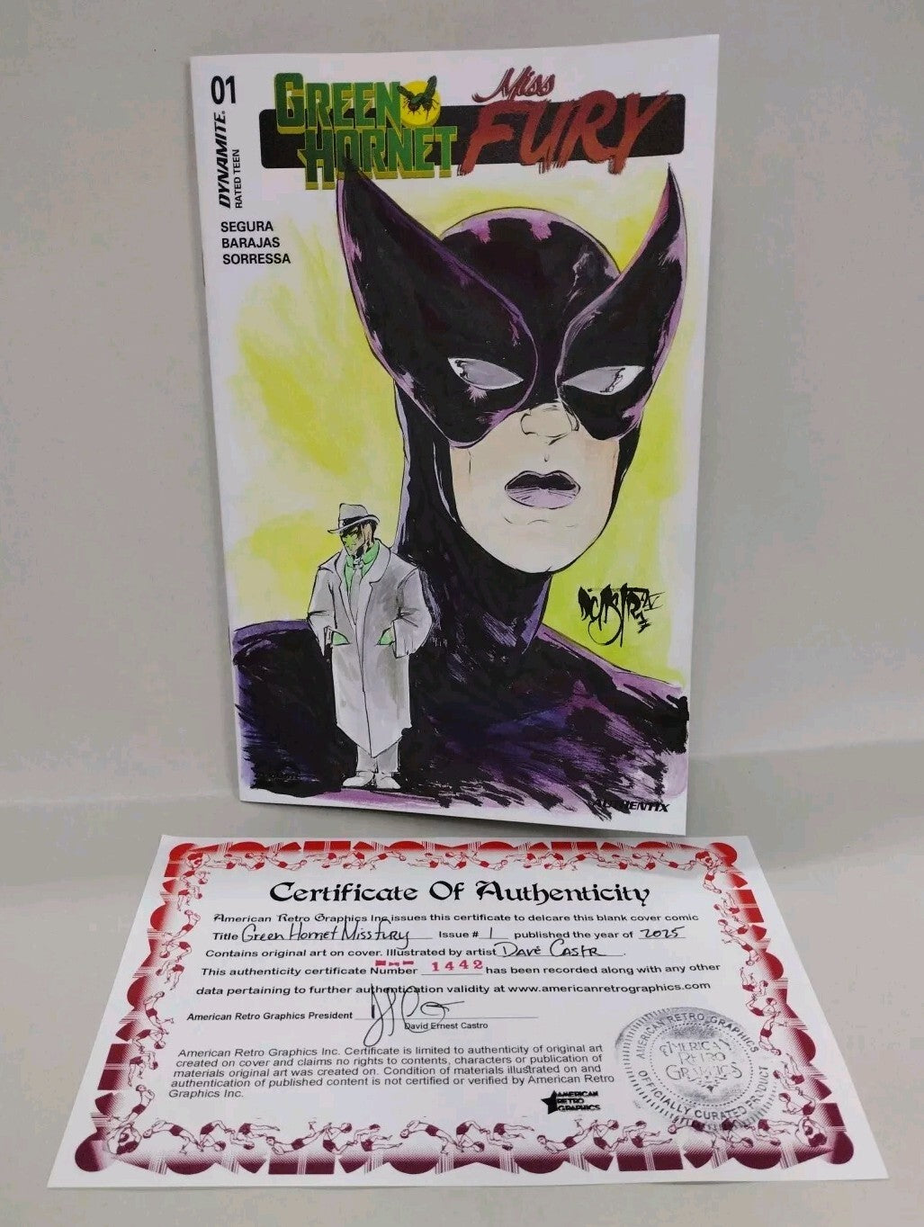 Green Hornet Miss Fury 1 Dynamite 2025 Sketch Cover Comic W Original DCastr Art