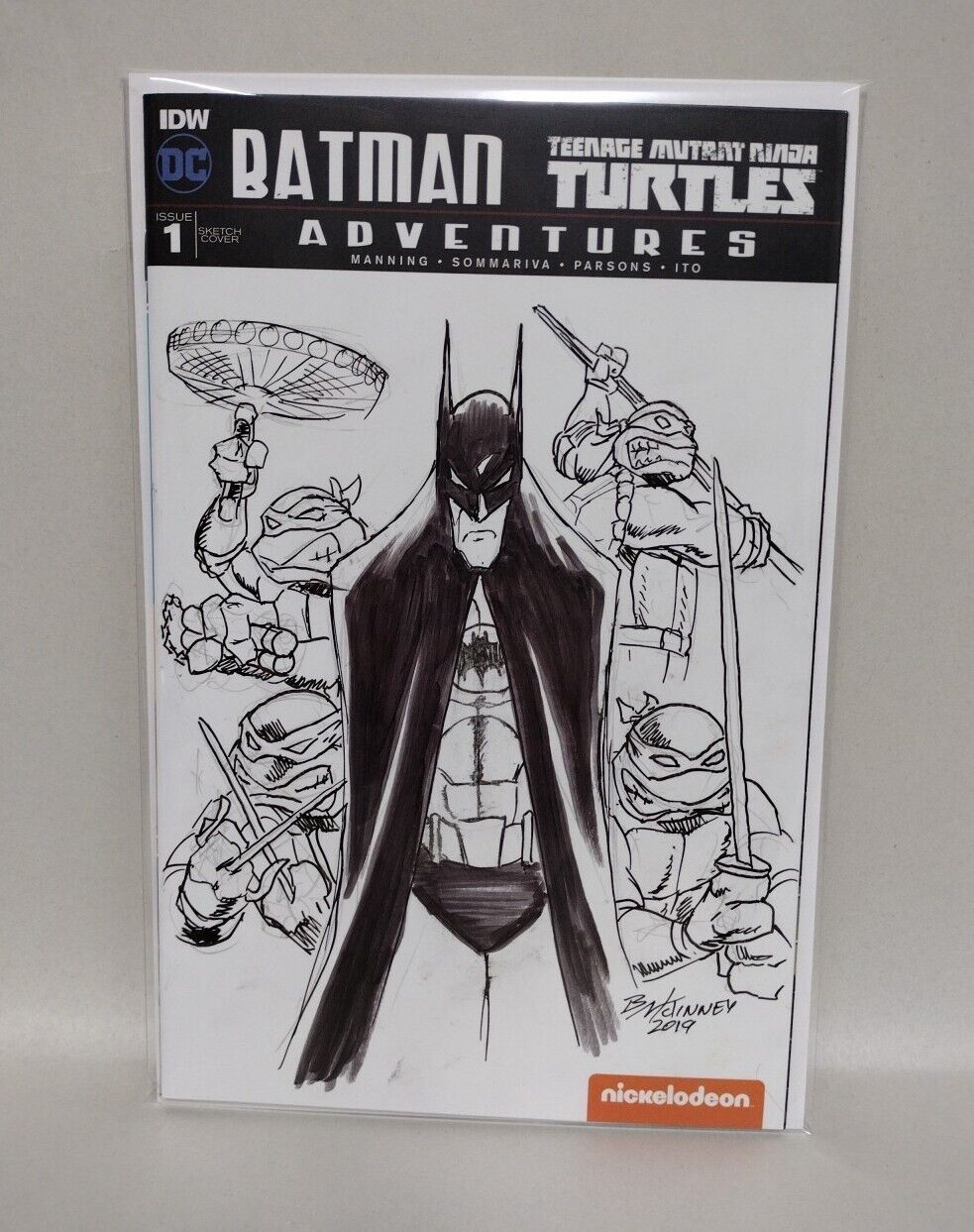 BATMAN TMNT ADVENTURES #1 Blank Variant Cover Comic W Original Art Dave Castr