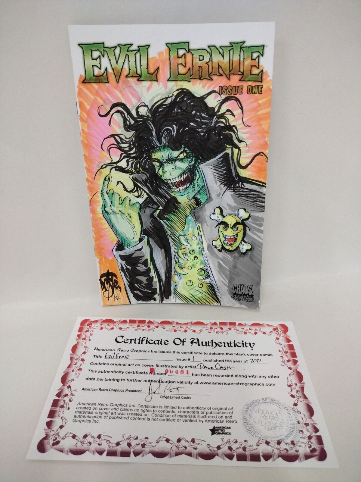 Evil Ernie #1 (2021) Dynamite Blank Cover Variant Comic W Original DCastr Art