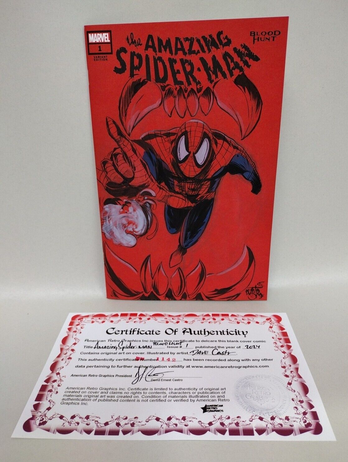 Amazing Spider-Man Blood Hunt #1 Marvel Red Sketch Var W Original DCastr Art