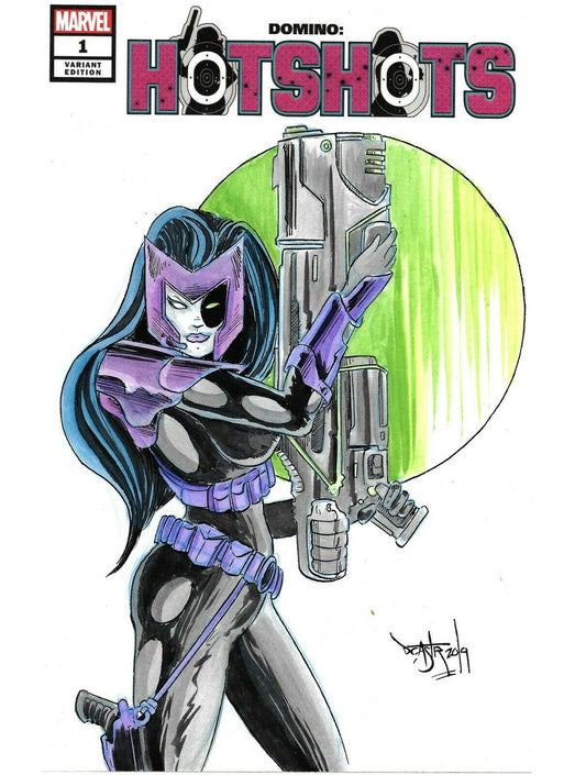 Domino Hotshots #1 (2019) Blank Cover  Comic W Original DCastr Art ARG COA 247