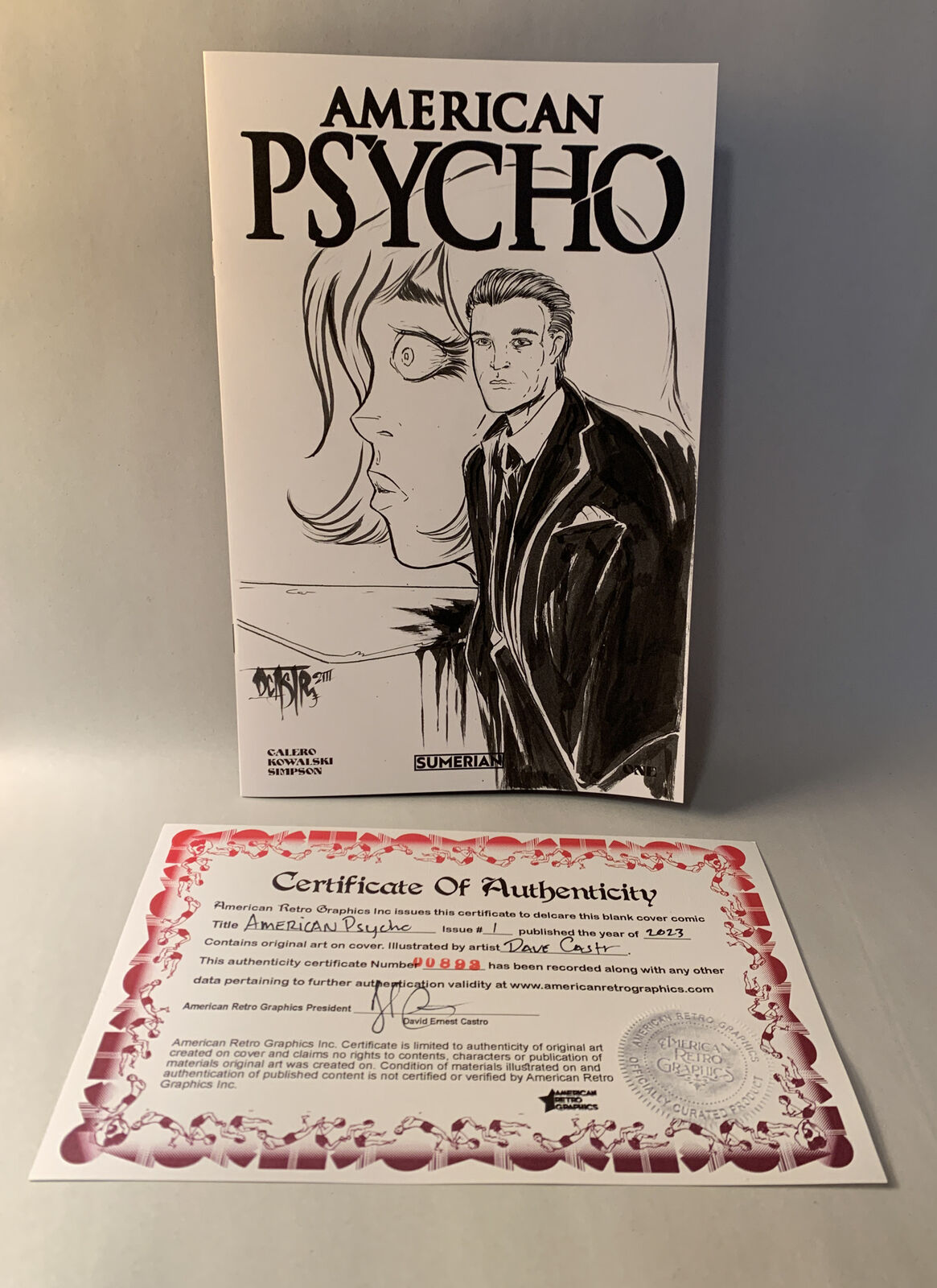 AMERICAN PSYCHO #1 Blank Sketch Cover Comic 2023 W Original Dave Castr Art