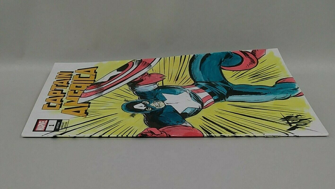 Captain America #1 (2018) Blank Cover Comic W Original DCastr Art ARG COA 238